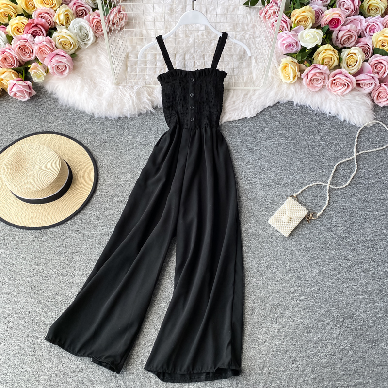 Korean Style Summer New Sweet Ruffled off-the-Shoulder Tube Top Jumpsuit Slim Fit Sleeveless Sling Wide Leg Jumpsuit - Image 4