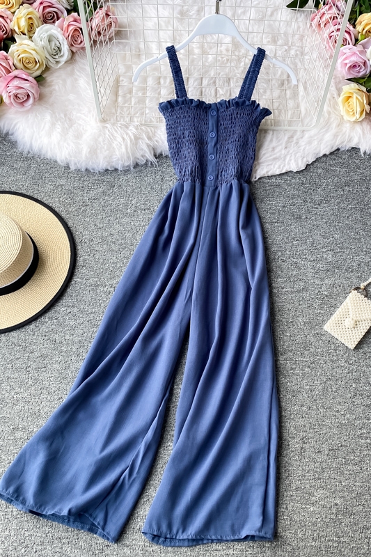 Korean Style Summer New Sweet Ruffled off-the-Shoulder Tube Top Jumpsuit Slim Fit Sleeveless Sling Wide Leg Jumpsuit - Image 7