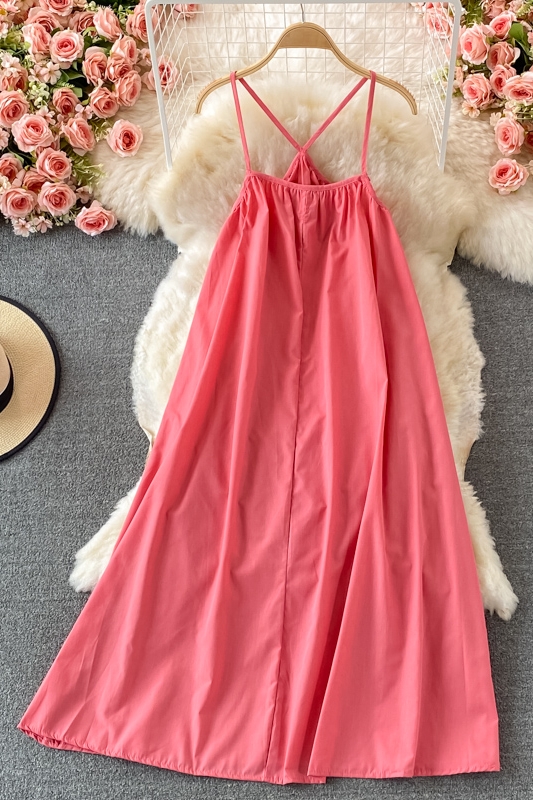 First love girl holiday suspender beautiful back beach dress new female summer seaside photo and put on long skirt halter dress - Image 7