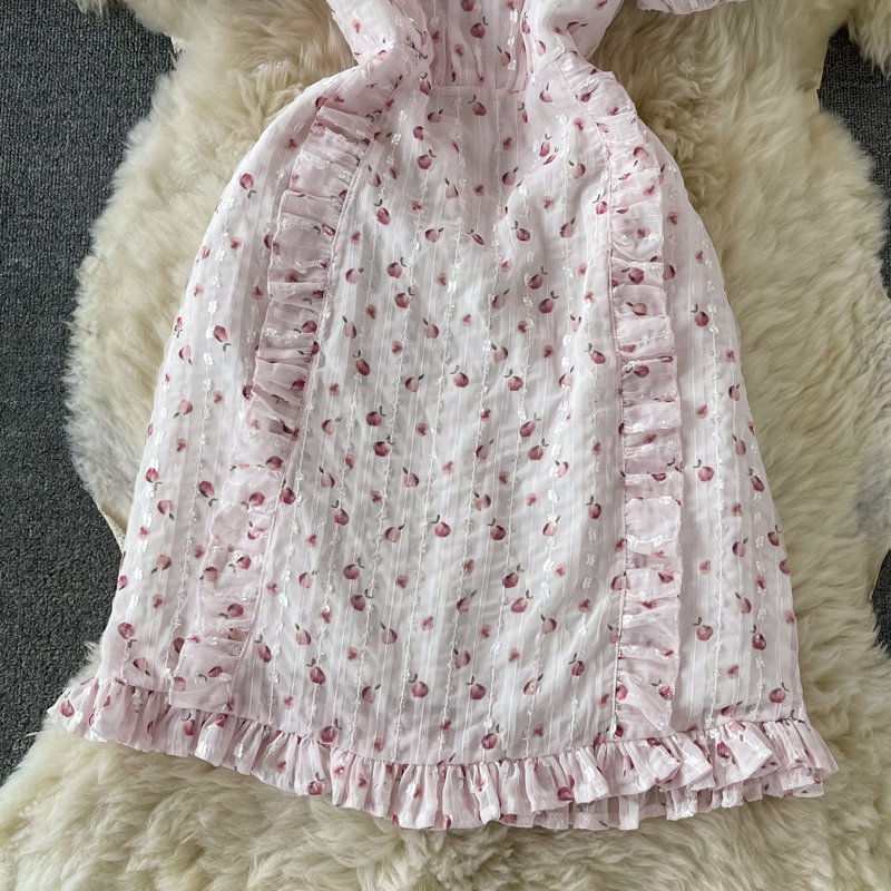 Fresh Sweet Fairy Dress Gentle Elegant French Style Retro Square Collar Embroidered Chiffon Floral Dress for Women Summer - Image 4