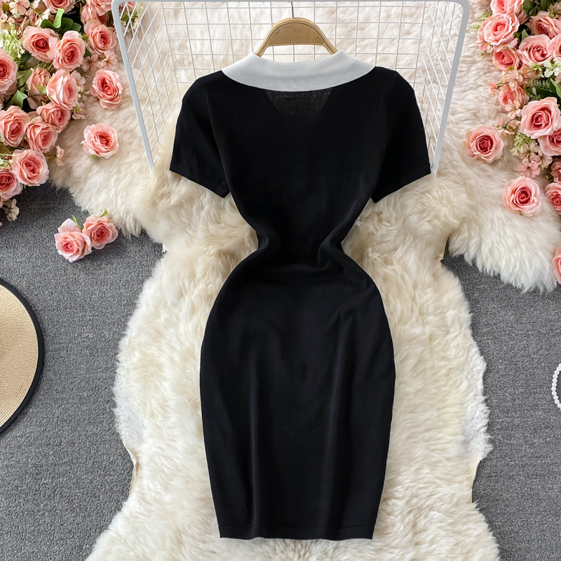 Western style contrast color sweet dress female summer new loose and thin temperament short-sleeved T-shirt skirt - Image 5