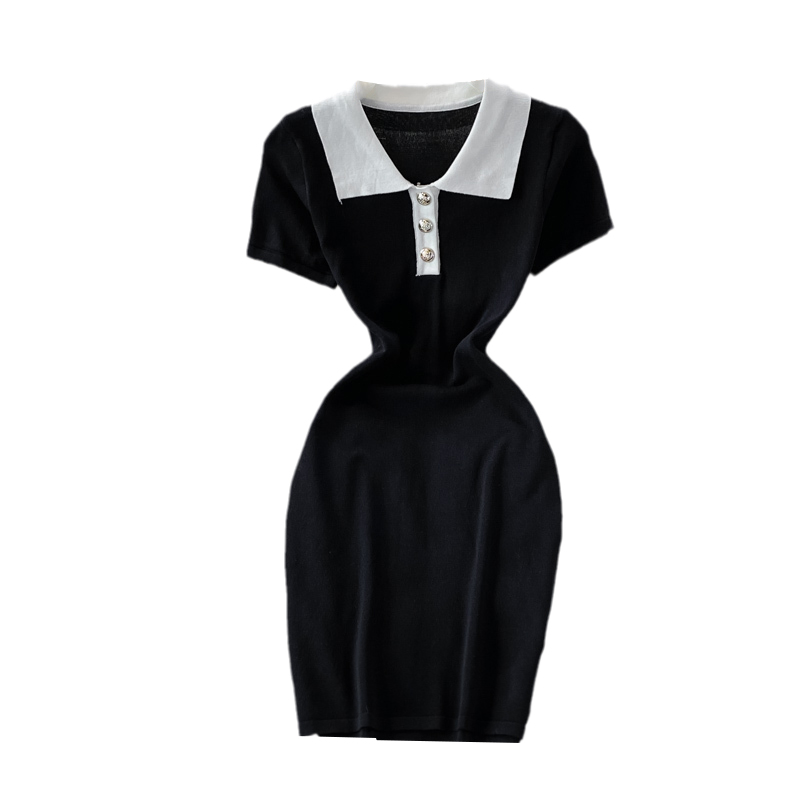 Western style contrast color sweet dress female summer new loose and thin temperament short-sleeved T-shirt skirt - Image 6