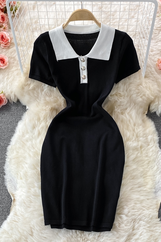Western style contrast color sweet dress female summer new loose and thin temperament short-sleeved T-shirt skirt - Image 7
