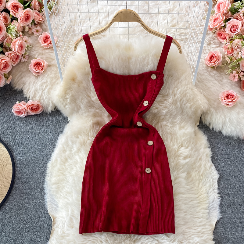 Camisole Dress for Women Summer New Small Tube Top Stretch Knitted Base Narrow Sleeveless Dress - Image 2