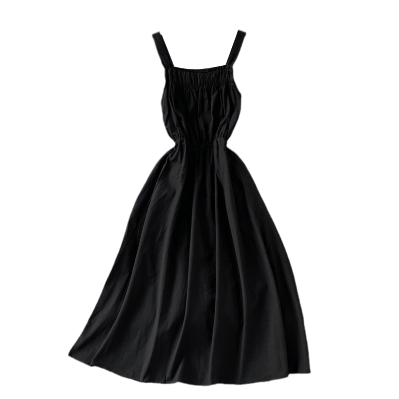 Summer New French Retro Girl's First Love A- line Dress Waist Slimming Gentle Sweet Spaghetti-Strap Dress - Image 6