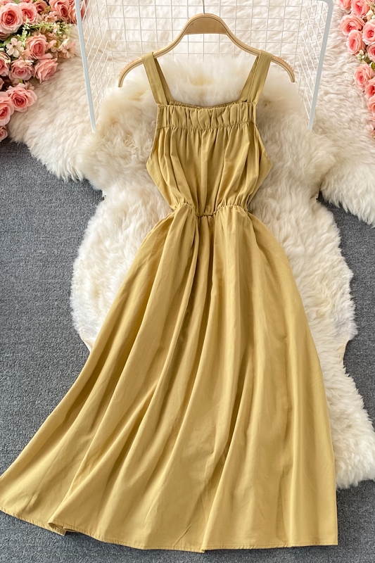 Summer New French Retro Girl's First Love A- line Dress Waist Slimming Gentle Sweet Spaghetti-Strap Dress - Image 7