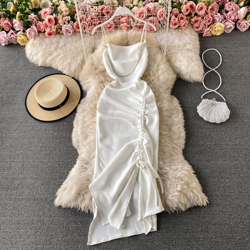 Fashion sexy annual open fork cultivate one's morality show thin dress summer backless smoked rope sling women dress - Image 4