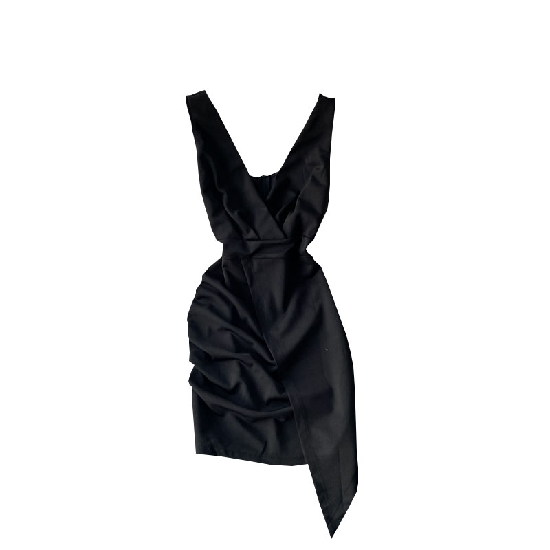 Nightclub Sexy V-neck Low-Cut Backless Slim Fit Irregular Slit Hip Skirt Base Skirt Suspender Dress for Women - Image 6