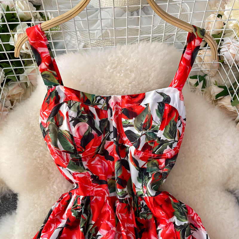 Bali High Waist Slimming Printed Sling Cake Dress Seaside Holiday Beach Dress Ladies Large Swing Dress Summer - Image 3