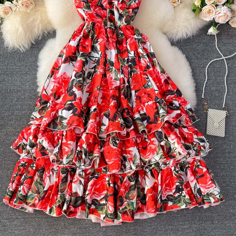Bali High Waist Slimming Printed Sling Cake Dress Seaside Holiday Beach Dress Ladies Large Swing Dress Summer - Image 4