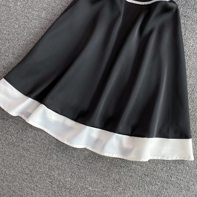 Summer New Hepburn Court Style Graceful Puff Sleeve Bow High Waist Super-Fairy Petite Dress for Women - Image 5