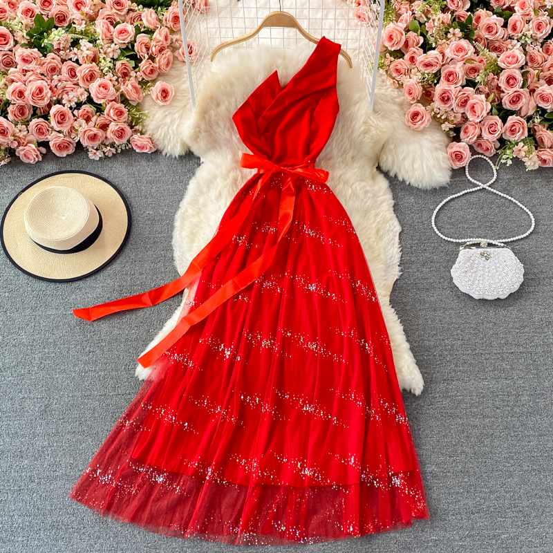 Evening dress aura queen banquet temperament ladies oblique collar unilateral off-shoulder dress elegant long skirt - Image 2