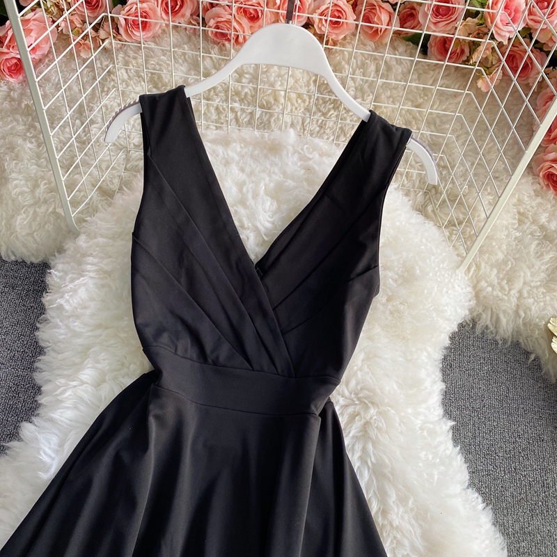 Evening Dress New Elegant Slimming Small V-neck Dress Sleeveless Socialite Dress Host Short Dress - Image 5