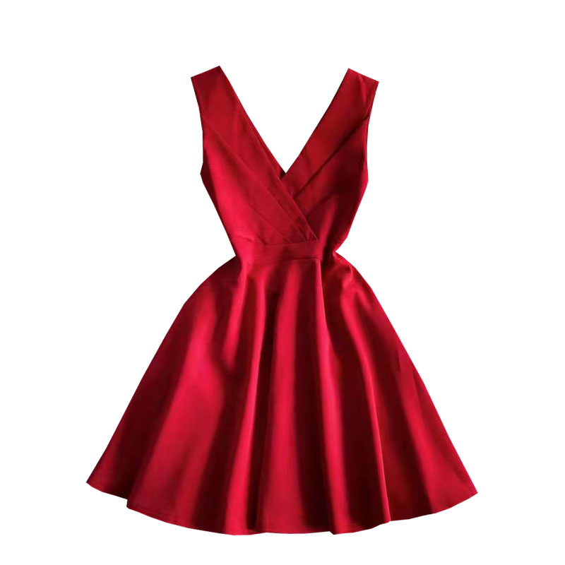 Evening Dress New Elegant Slimming Small V-neck Dress Sleeveless Socialite Dress Host Short Dress - Image 6