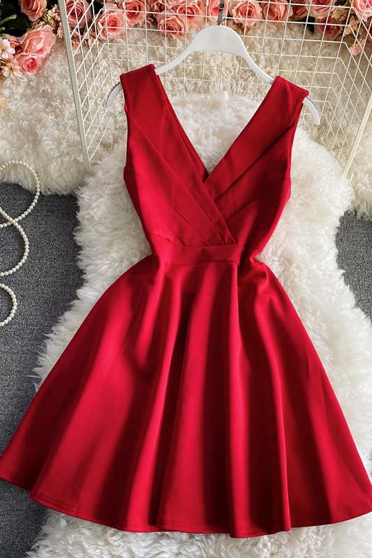 Evening Dress New Elegant Slimming Small V-neck Dress Sleeveless Socialite Dress Host Short Dress - Image 7