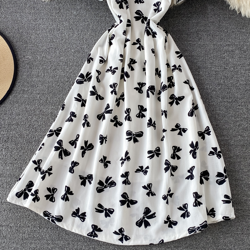 French Style Puff Sleeve Waist Dress Summer New Gentle Retro Square Collar Temperament Fairy Skirt Short Sleeve - Image 5