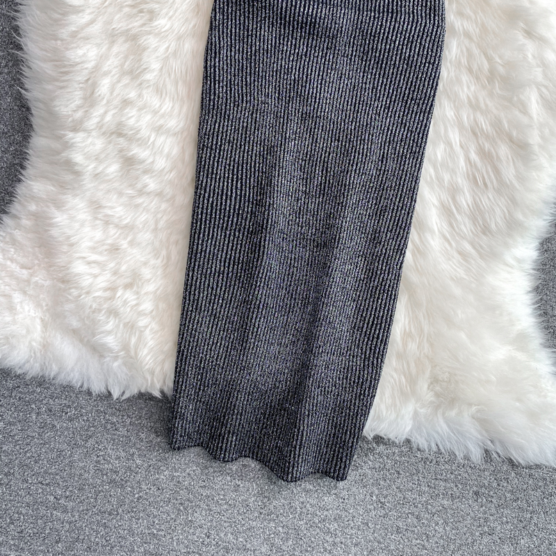 Summer New Goddess Temperament Scheming V-neck Waist Stretch Fil-Lumiere Weave Dress Graceful Vest Skirt - Image 5