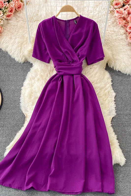 summer French retro bellflower skirt super fairy v-neck waist slimming dress elegant temperament large swing dress - Image 7