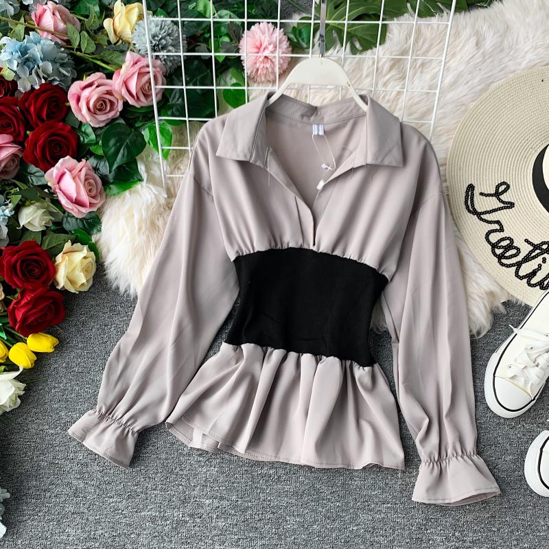In the autumn of the new v-neck shirt joker temperament show thin waist western style jacket long sleeve - Image 4