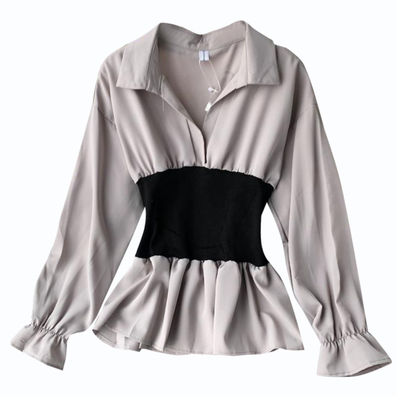 In the autumn of the new v-neck shirt joker temperament show thin waist western style jacket long sleeve - Image 6