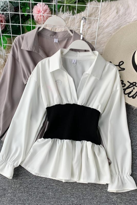 In the autumn of the new v-neck shirt joker temperament show thin waist western style jacket long sleeve - Image 7