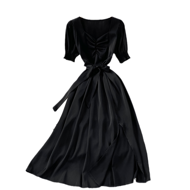 Young Sweet Split Square Collar Dress Female Summer Super Fairy Gentle Graceful Long Expansion Skirt White Fairy Skirt - Image 5